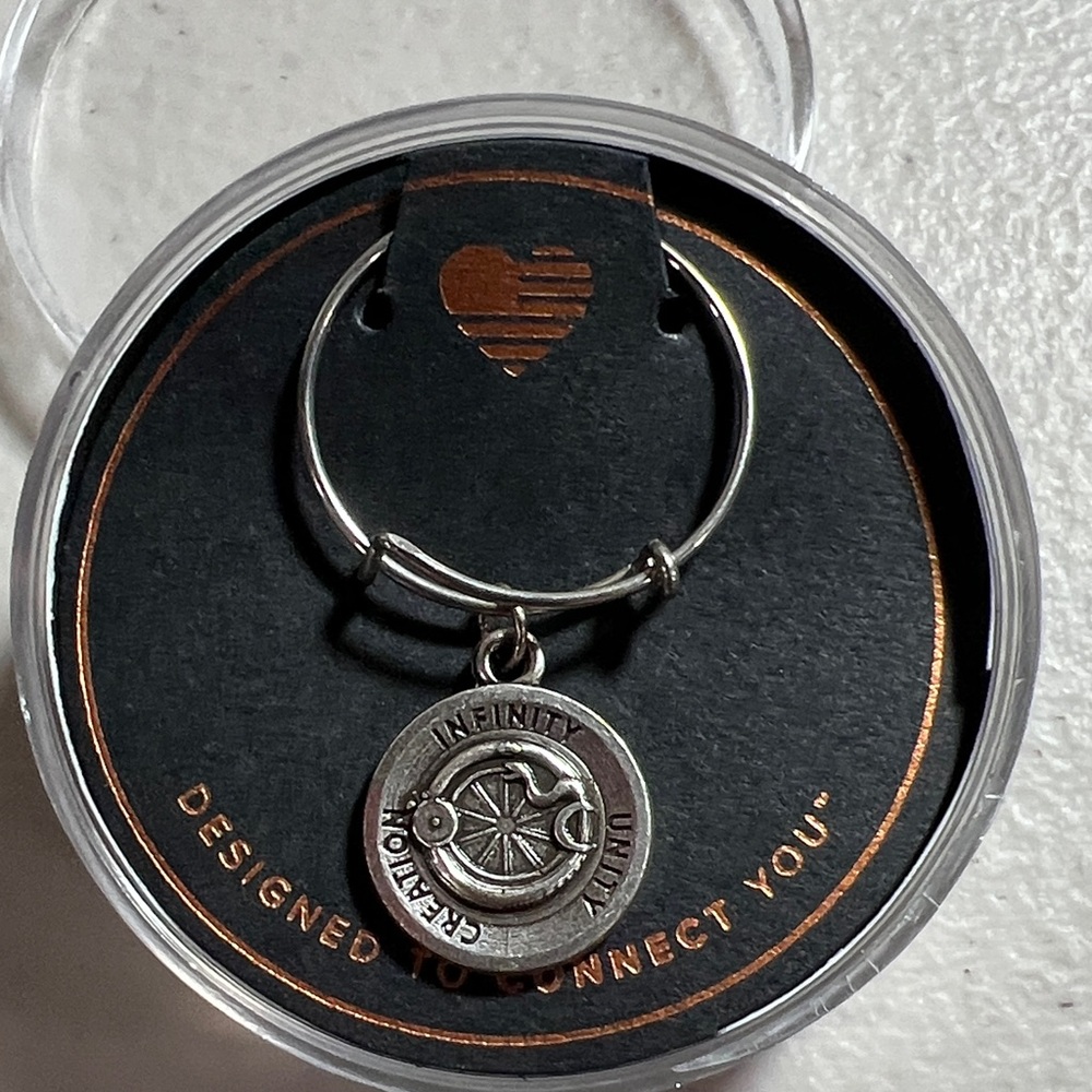 Alex and Ani Silver Ouroboros Charm Adjustable Ring